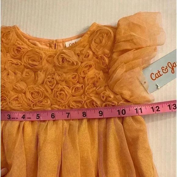 Toddler Tulle Peach Orange Shimmer Rosette Layered Pretty Party Dress NEW  2T - Picture 9 of 13